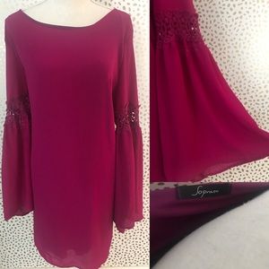 PLUS SIZE Soprano magenta bell sleeve dress 2x